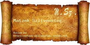 Matzek Szilveszter névjegykártya